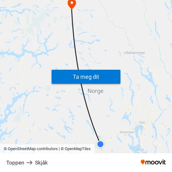 Toppen to Skjåk map
