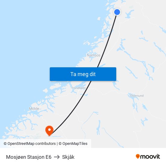 Mosjøen Stasjon E6 to Skjåk map