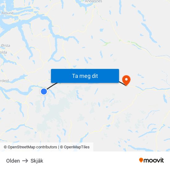 Olden to Skjåk map