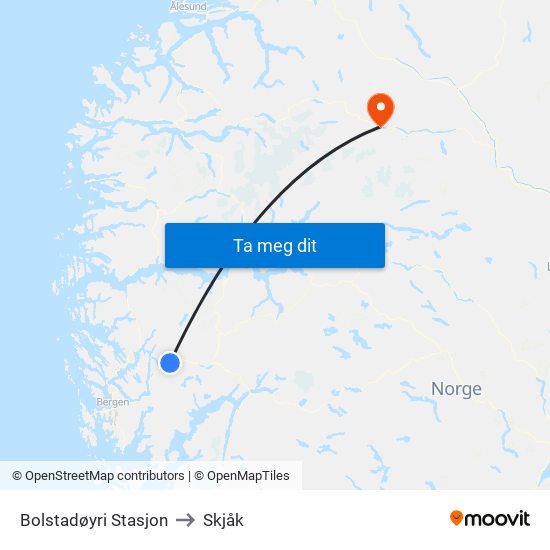 Bolstadøyri Stasjon to Skjåk map