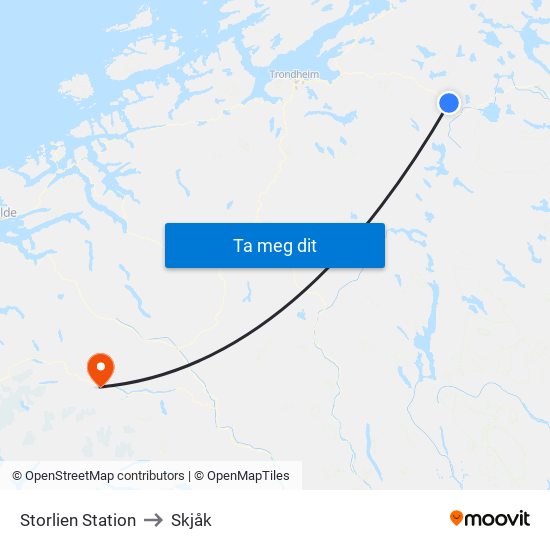 Storlien Station to Skjåk map