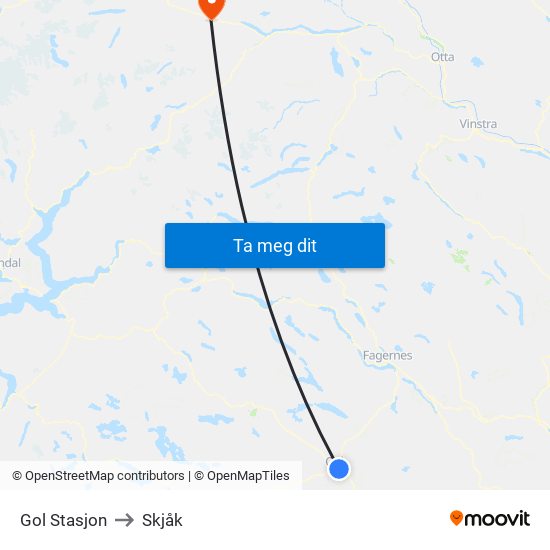 Gol Stasjon to Skjåk map