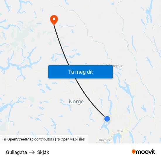 Gullagata to Skjåk map