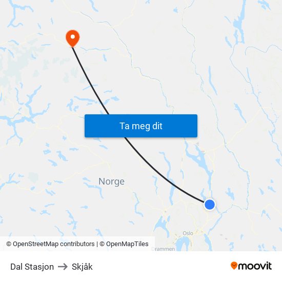 Dal Stasjon to Skjåk map