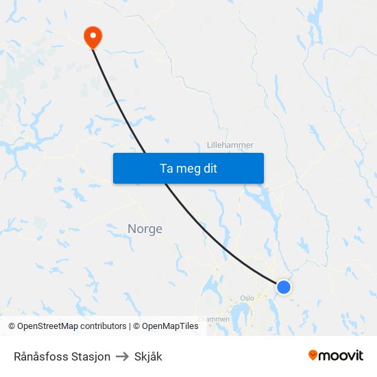 Rånåsfoss Stasjon to Skjåk map