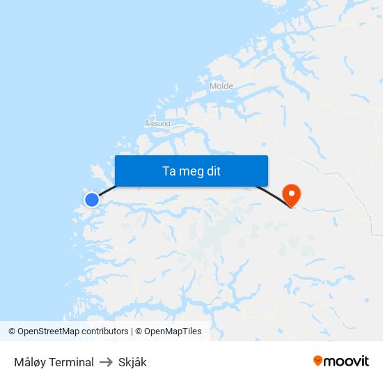 Måløy Terminal to Skjåk map