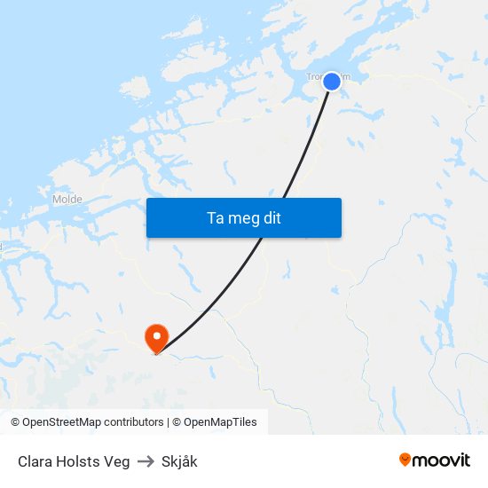 Clara Holsts Veg to Skjåk map