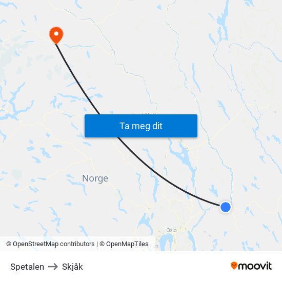 Spetalen to Skjåk map