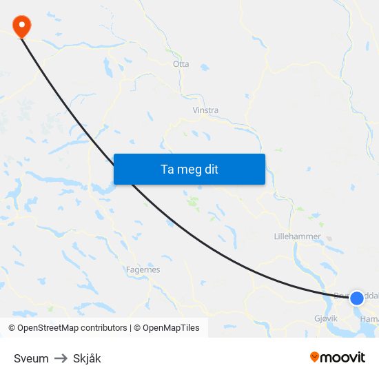 Sveum to Skjåk map