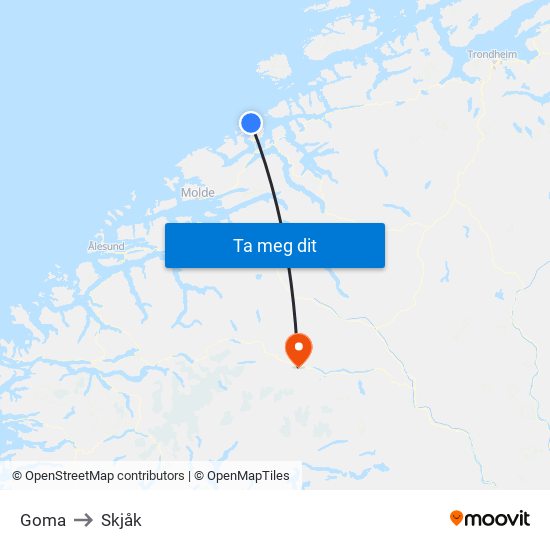 Goma to Skjåk map