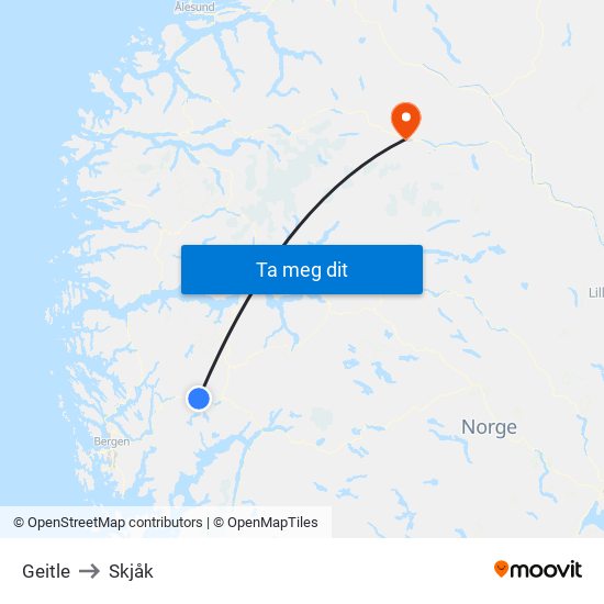 Geitle to Skjåk map