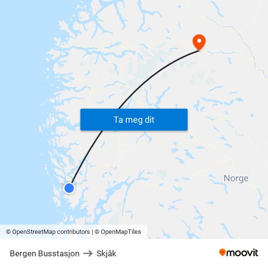 Bergen Busstasjon to Skjåk map