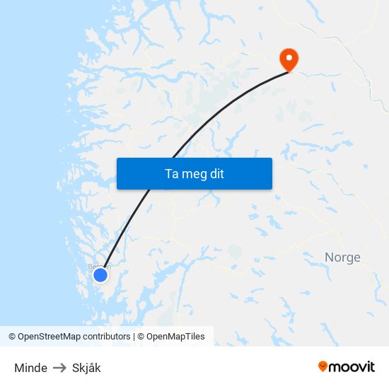 Minde to Skjåk map