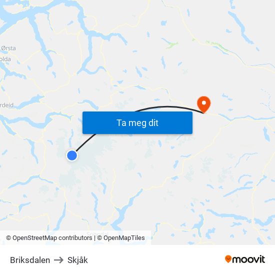 Briksdalen to Skjåk map