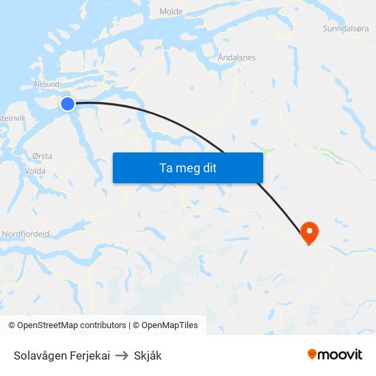 Solavågen Ferjekai to Skjåk map