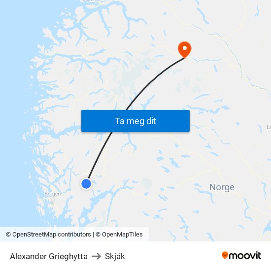 Alexander Grieghytta to Skjåk map