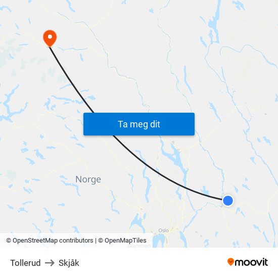 Tollerud to Skjåk map