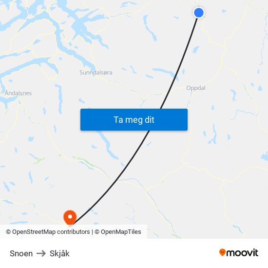 Snoen to Skjåk map