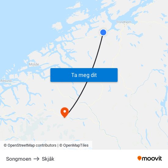 Songmoen to Skjåk map