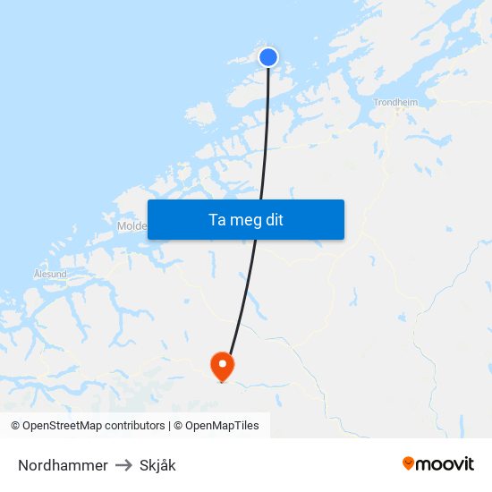 Nordhammer to Skjåk map