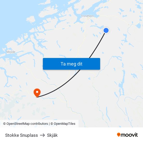 Stokke Snuplass to Skjåk map