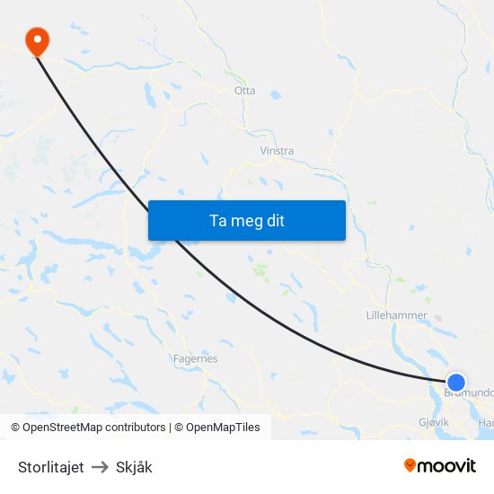 Storlitajet to Skjåk map