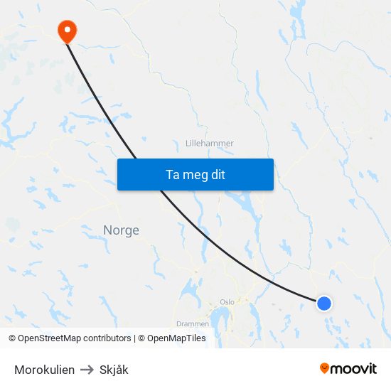 Morokulien to Skjåk map