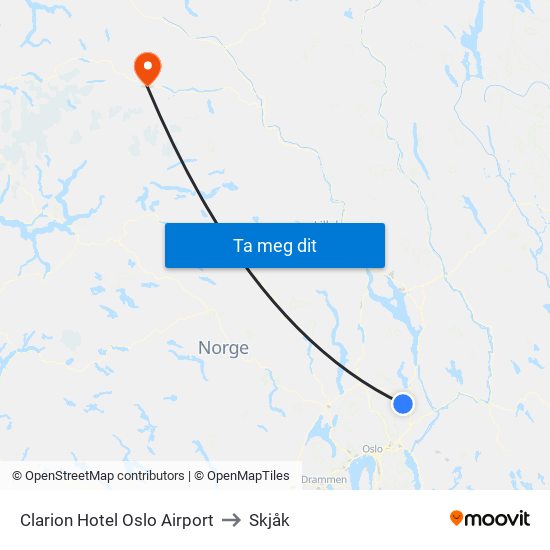 Clarion Hotel Oslo Airport to Skjåk map