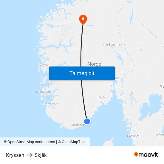 Kryssen to Skjåk map