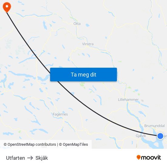 Utfarten to Skjåk map