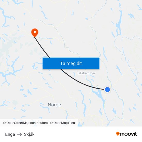 Enge to Skjåk map
