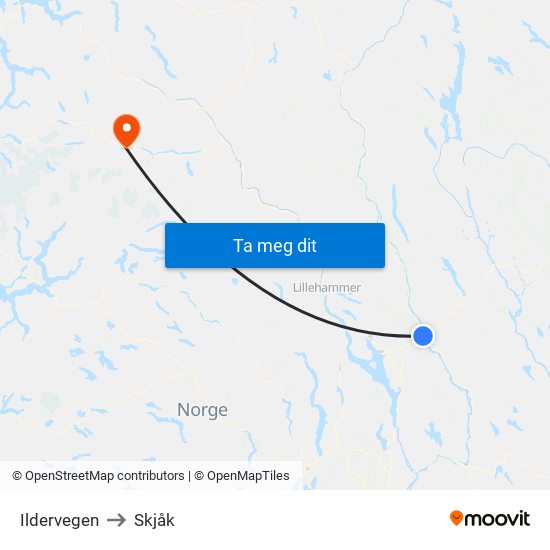 Ildervegen to Skjåk map
