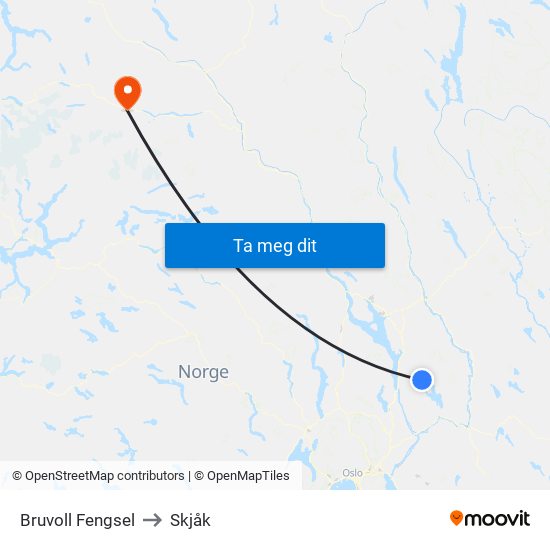 Bruvoll Fengsel to Skjåk map