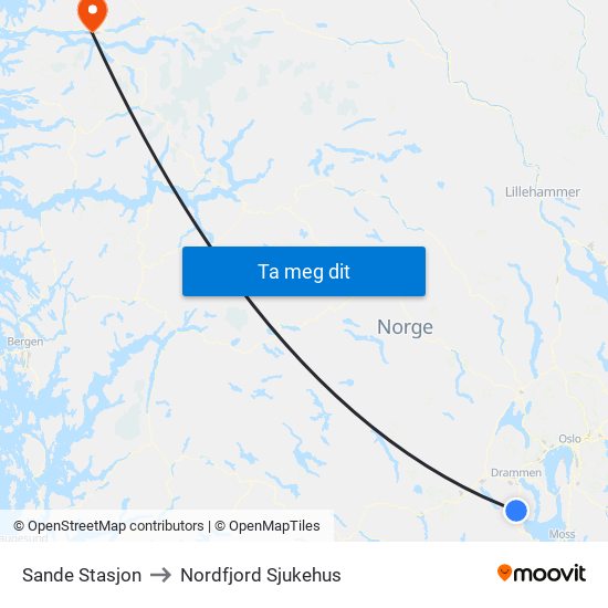 Sande Stasjon to Nordfjord Sjukehus map