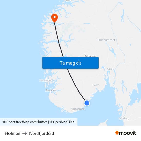 Holmen to Nordfjordeid map
