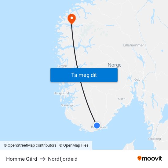 Homme Gård to Nordfjordeid map