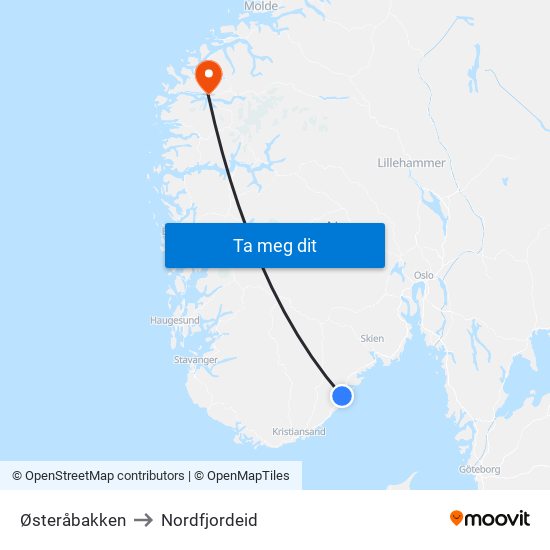 Østeråbakken to Nordfjordeid map