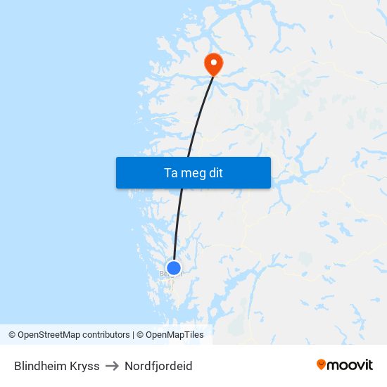 Blindheim Kryss to Nordfjordeid map