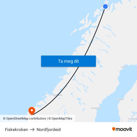 Fiskekroken to Nordfjordeid map