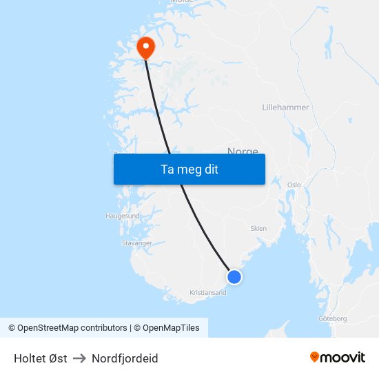 Holtet Øst to Nordfjordeid map