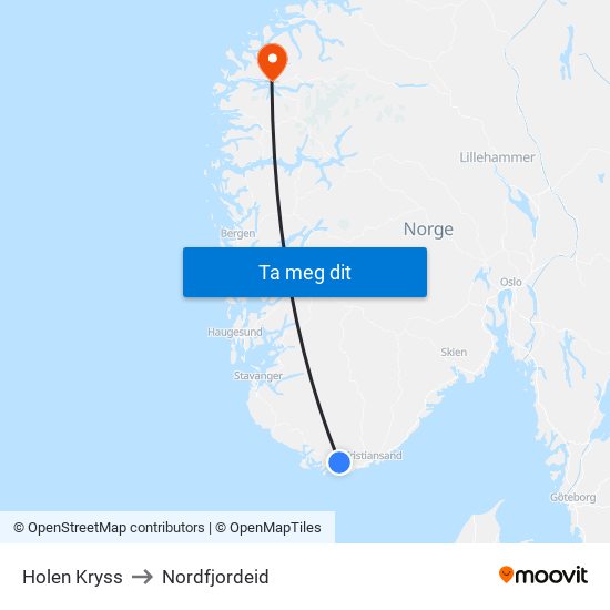 Holen Kryss to Nordfjordeid map