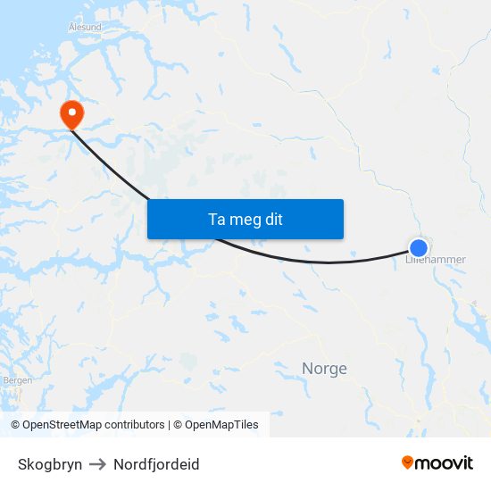 Skogbryn to Nordfjordeid map