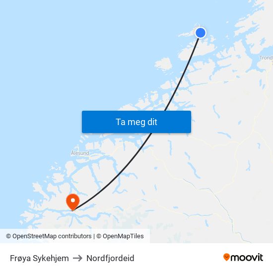 Frøya Sykehjem to Nordfjordeid map
