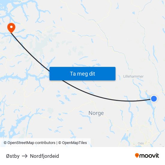 Østby to Nordfjordeid map