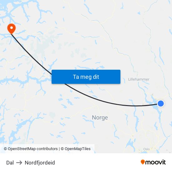Dal to Nordfjordeid map