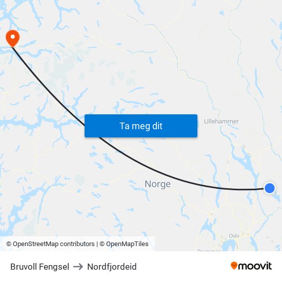 Bruvoll Fengsel to Nordfjordeid map