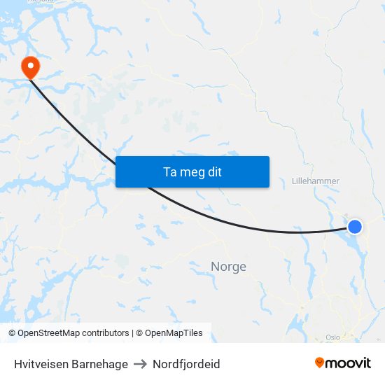 Hvitveisen Barnehage to Nordfjordeid map