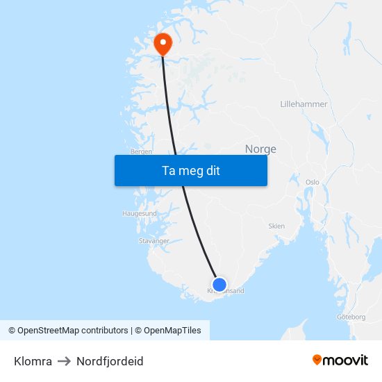 Klomra to Nordfjordeid map