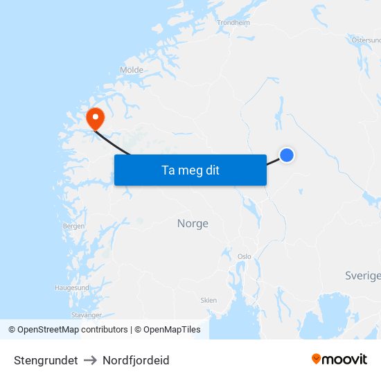 Stengrundet to Nordfjordeid map