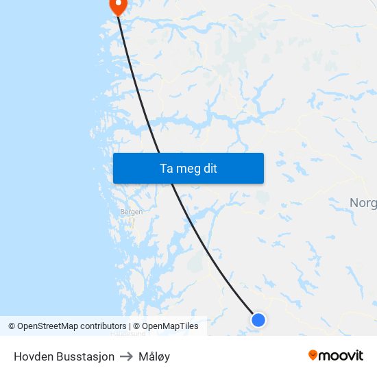 Hovden Busstasjon to Måløy map